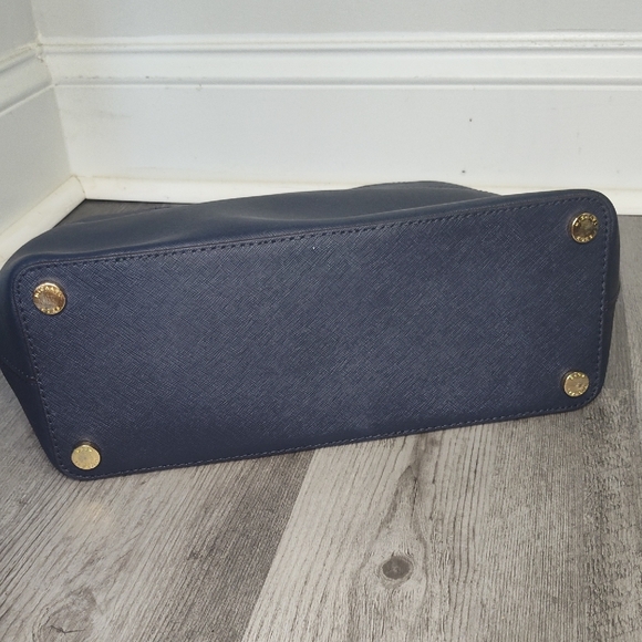 Michael Kors Blue Satchel with Gold Accents - Picture 5 of 13